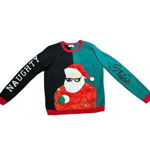 Holiday Time Naughty or Nice Adult Large Ugly Christmas Sweater